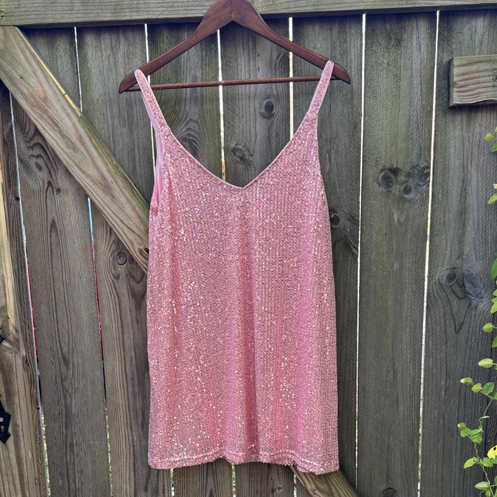 SHEIN Pink Sequin Sleeveless Dress NWOT